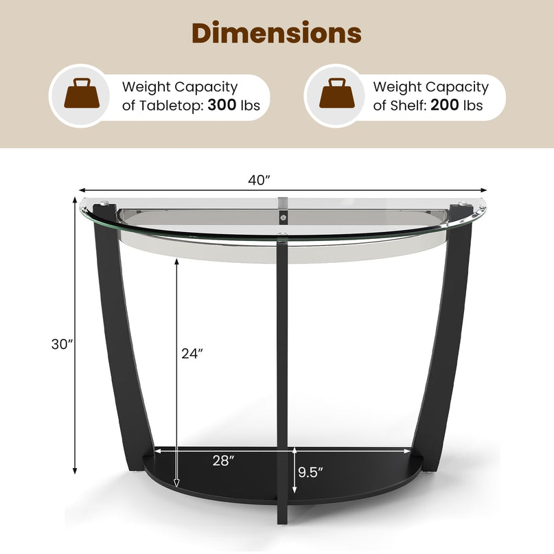 Giantex 2 Tier Glass Console Table for Living Room