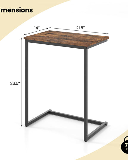 Giantex C Shaped End Table, 26.5" Slide-Under Couch Table for Laptop Coffee Snack