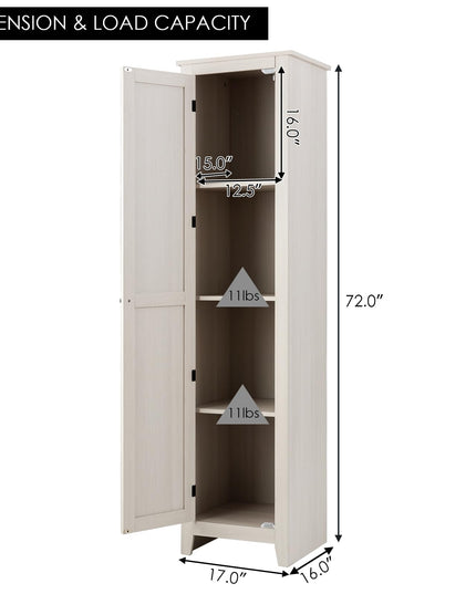 Giantex Tall Storage Cabinet Freestanding Floor Storage Tower with Four Shelves and Single Door