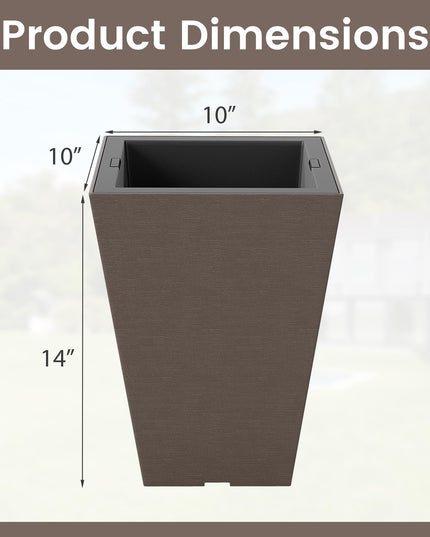 Giantex Square Taper Planter Set of 2 for Porch Balcony