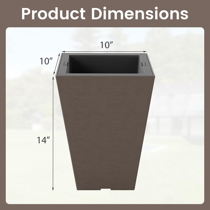 Giantex Square Taper Planter Set of 2 for Porch Balcony