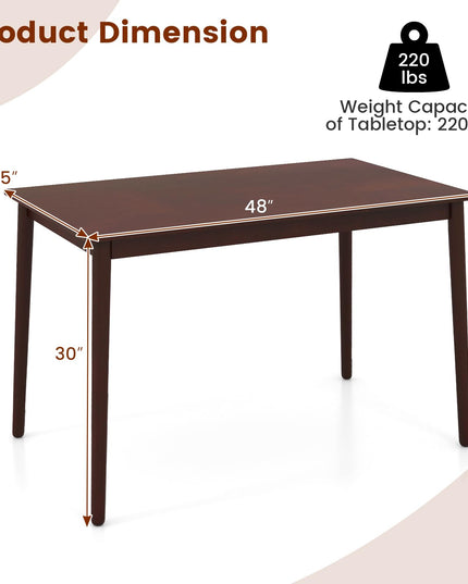 Giantex Dining Table for 4, Rectangular Kitchen Table, Mid Century Modern Dining Table with Rubber Wood Legs