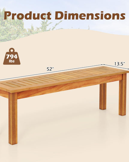Giantex Acacia Wood Outdoor Bench with Slatted Seat and Solid Wood Legs