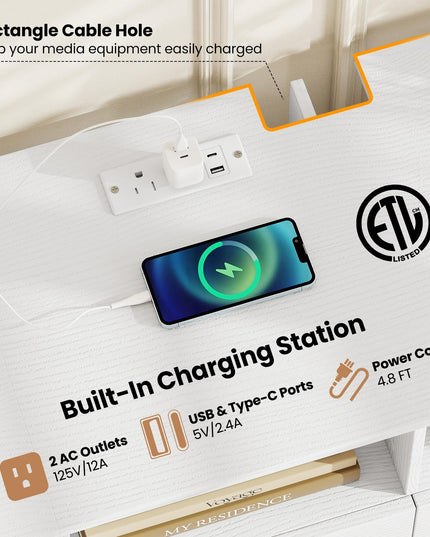 Giantex White TV Stand for TVs up to 70", Modern Entertainment Center