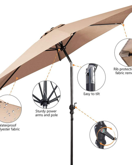 Giantex Patio Umbrella with Base Stand, 10ft Market Umbrella with 59 LBS Heavy-Duty Round Umbrella Stand