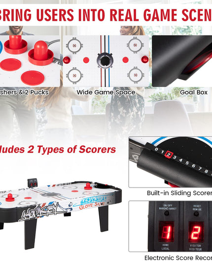 Giantex 42" Air Hockey Table, with 2 Pucks, 2 Pushers, LED Electronic Scoring