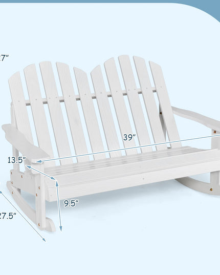 Giantex 2-Person Adirondack Rocking Chair - Kids Outdoor Rocking Bench with Slatted Seat, High Backrest