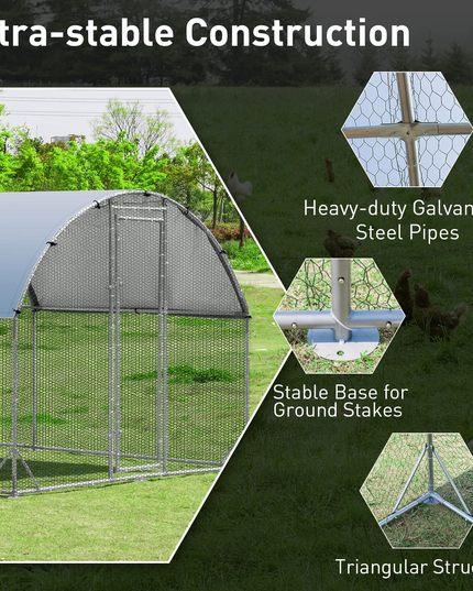 Giantex Large Metal Chicken Coop, Dome Shaped Poultry Cage Hen Run House Rabbits Habitat for Backyard Farm Outdoor