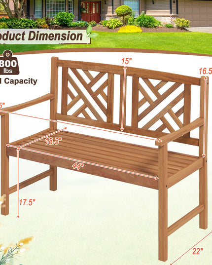 Giantex Outdoor Wooden Garden Bench - 2-Person Acacia Wood Bench, Front Porch Bench (Non-Foldable)