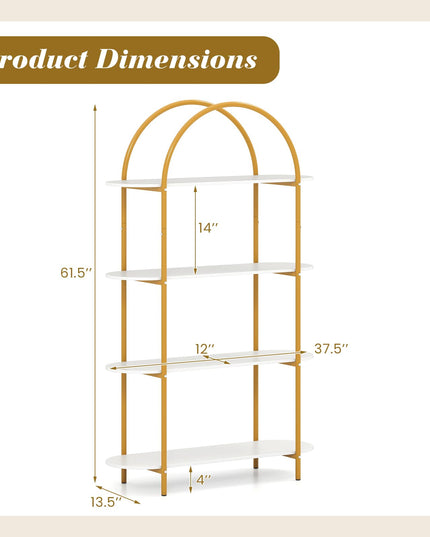 Giantex 4-Tier Modern Arched Bookshelf with Sturdy Metal Frame