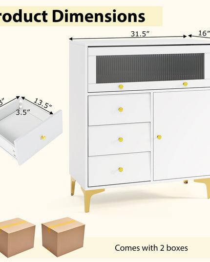 Giantex 3-Drawer Modern Storage Cabinet with 2 Doors