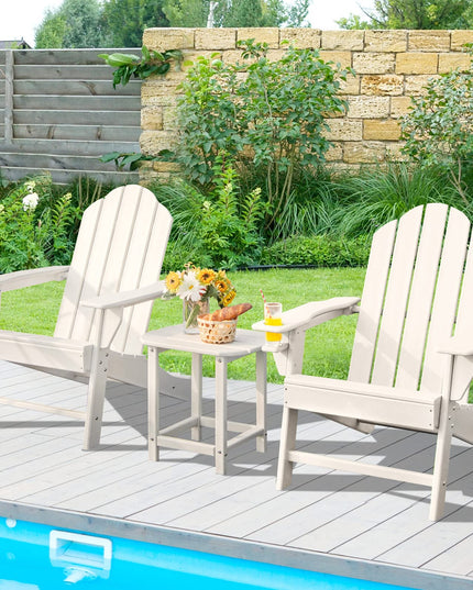 Folding Adirondack Chair with Side Table, Outdoor Adirondack Chair w/Cup Holder