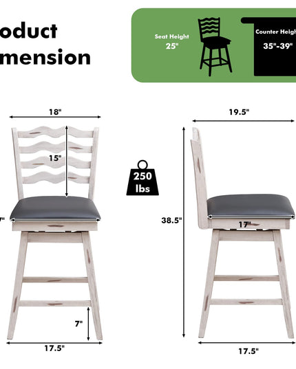 Giantex Wooden Upholstered Barstools for Kitchen Island