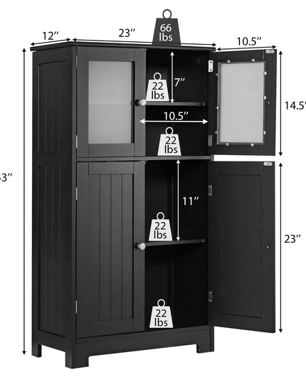 Giantex Storage Cabinet with Doors - Bathroom Floor Cabinet, Freestanding Tall Cabinet