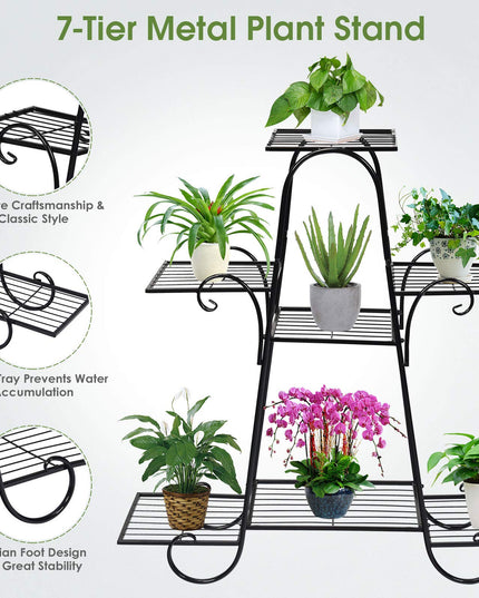 Giantex 7 Tiers Metal Plant Stand Flower Pots Holder