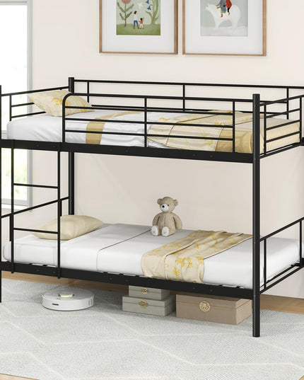 Giantex Bunk Bed Twin Over Twin, Metal Bunk Bed Frame w/Built-in Ladder, Safety Guardrail