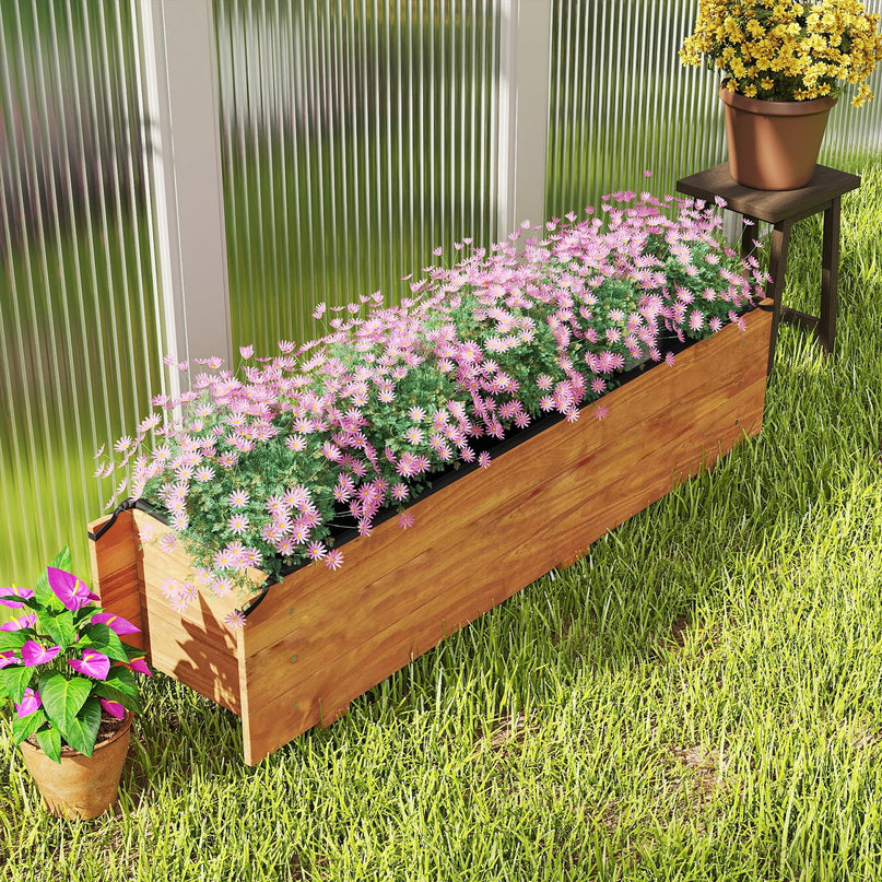 Giantex Wood Raised Garden BedRectangular Planter Box w/Drainage Hole