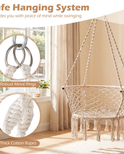 Chaise hamac Giantex | Balancelle macramé avec pompons