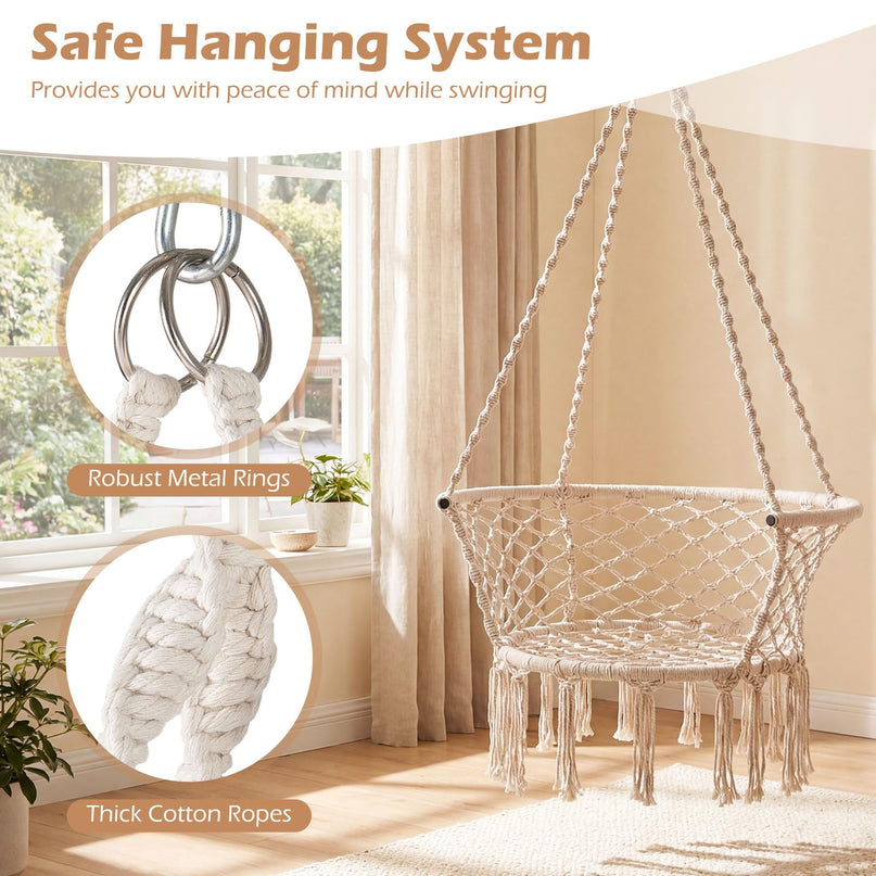 Giantex Hammock Chair | Macrame Swing Chair with Tassels