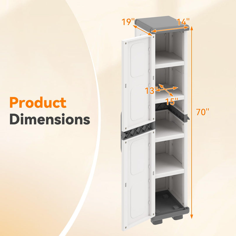 Giantex 70” Tall Slim Storage Cabinet with Single Door(Tall-14"x19"x70")