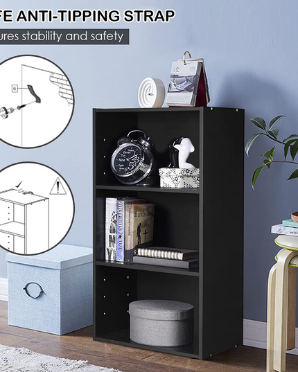 3 Shelf Bookcase Book Shelves Open Storage Cabinet