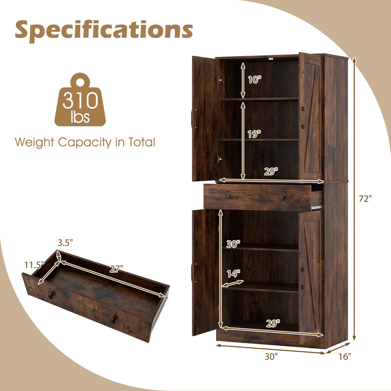 Giantex 72" Tall Kitchen Pantry Cabinet for Living Room