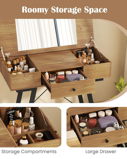 Vanity Desk with Flip Top Mirror for Bedroom Home Office