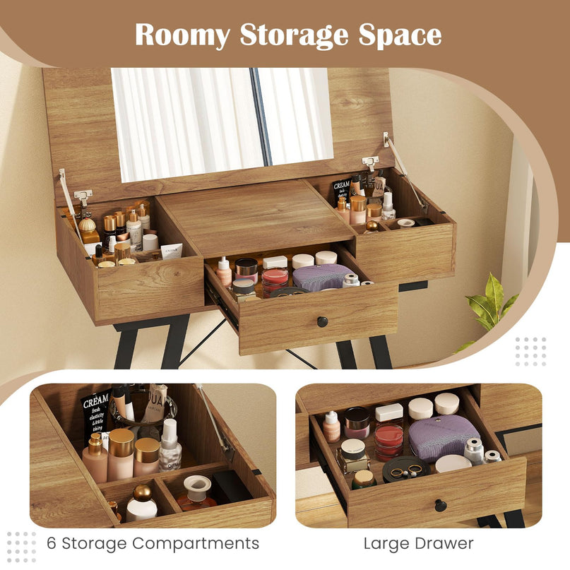 Vanity Desk with Flip Top Mirror for Bedroom Home Office