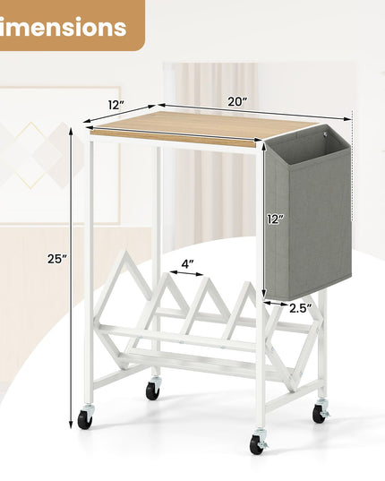 Giantex Rolling 2 Tier Turntable Stand with Storage Shelf Up to 130 Albums