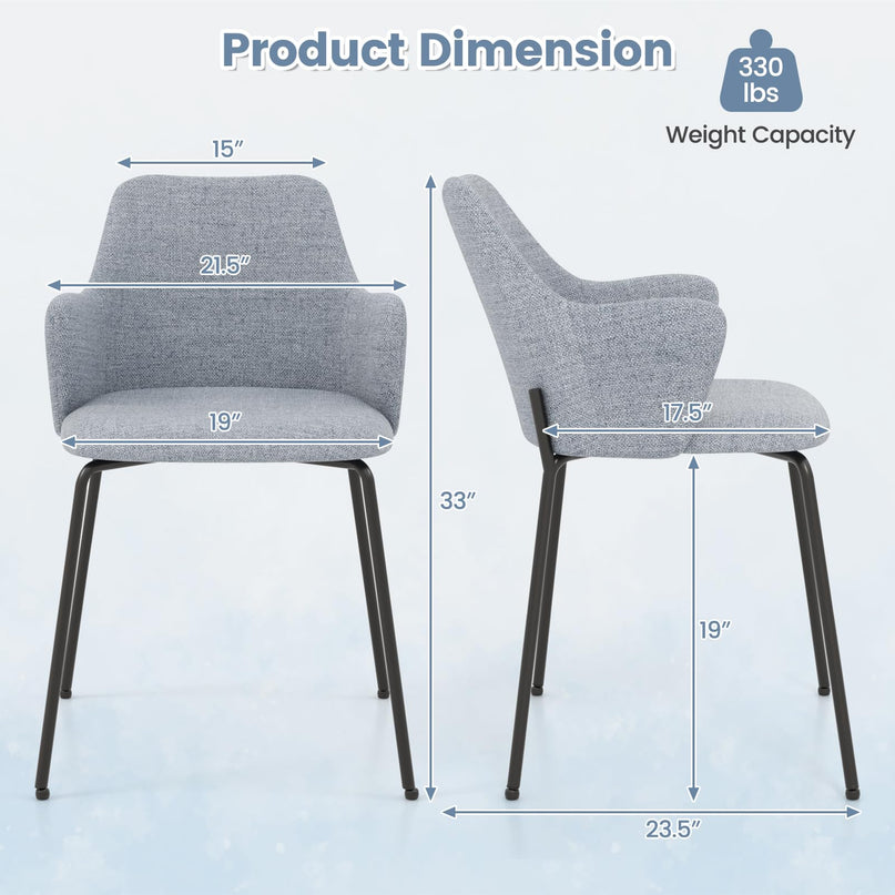 Giantex Dining Chairs Set, Upholstered Accent Chairs w/Curved Backrest