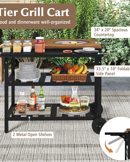 Giantex Outdoor Grill Cart with Korean BBQ Charcoal Grill