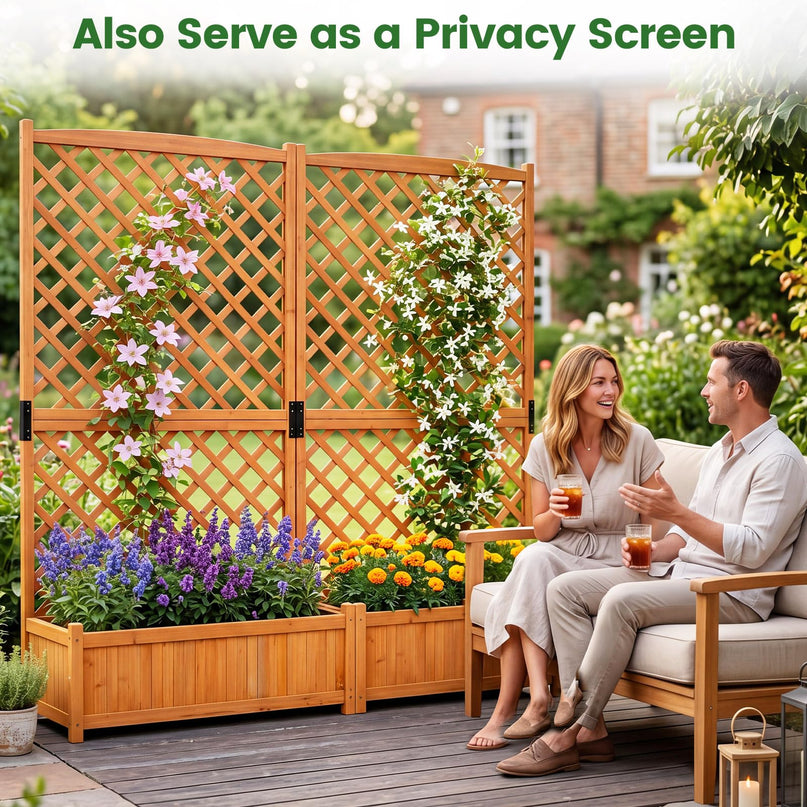 Giantex 71" Raised Garden Bed with Trellis