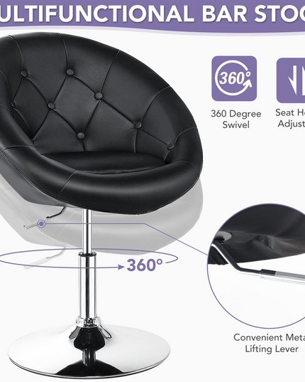Giantex Swivel Round Tufted Vanity Chair, Set of 2 Height Adjustable