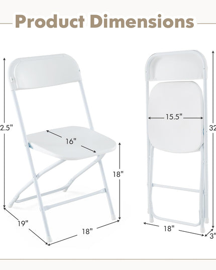 Giantex Folding Chair with Plastic Seat & Back, Heavy-Duty Metal Frame