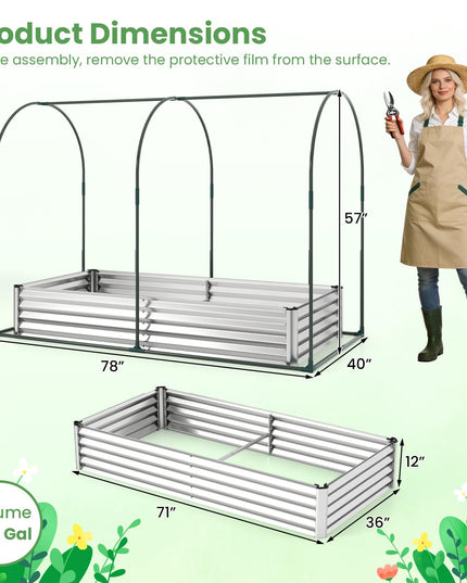 Giantex 6x3x1 FT Outdoor Galvanized Raised Garden Bed with Greenhouse Cover