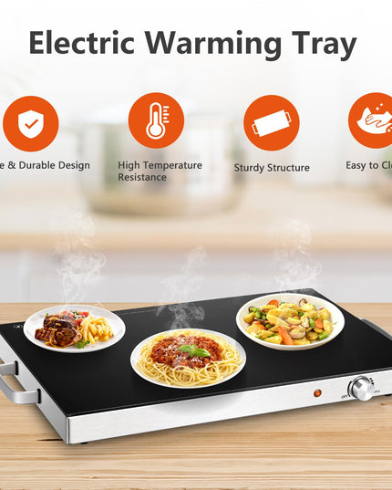 Giantex 2 Packs Electric Warming Tray, 22''x15'' Hot Plate with Adjustable Temperature Control