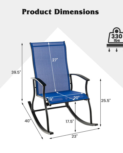 Giantex Outdoor Rocking Chair Set of 2 - Patio Rocking Chairs w/Breathable Backrest, Navy