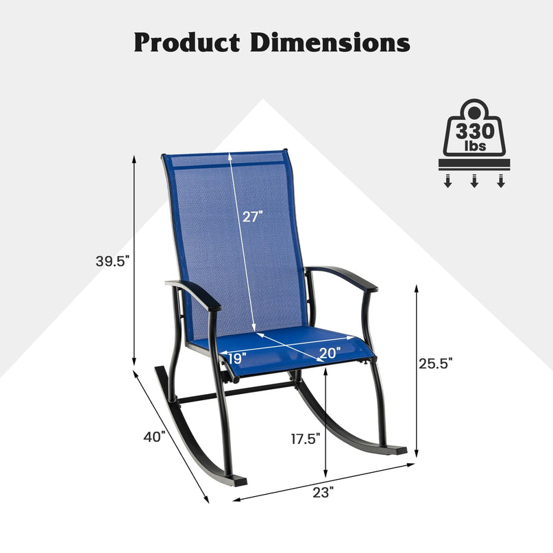 Giantex Outdoor Rocking Chair Set of 2 - Patio Rocking Chairs w/Breathable Backrest, Navy