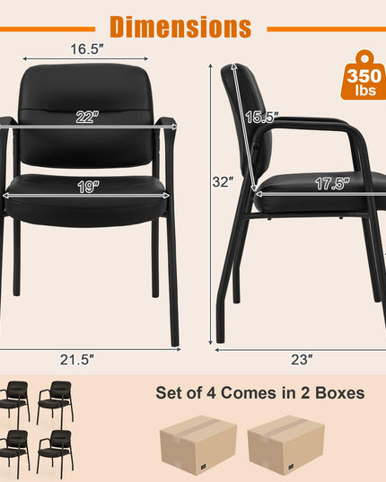 Giantex Waiting Room Chair Set - Upholstered Reception Chairs with Mixed PU Leather