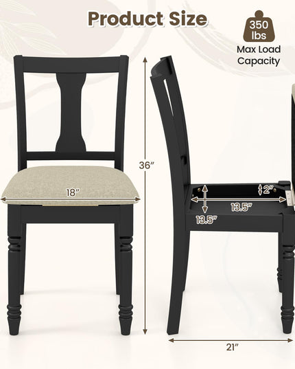 Giantex Wood Dining Chairs Set Farmhouse Dining Room Chair with Cushion Seat, Armless Wooden Dining Side Chairs