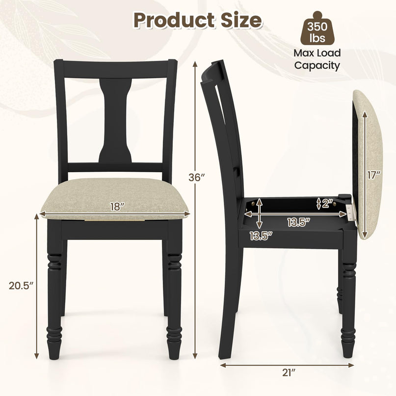 Giantex Wood Dining Chairs Set Farmhouse Dining Room Chair with Cushion Seat, Armless Wooden Dining Side Chairs