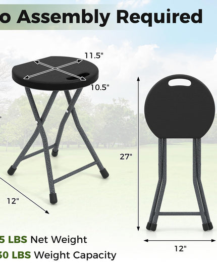 Giantex Folding Stool, 18” Height Foldable Bar Stools, Portable Folding Chairs with Built-in Carry Handle