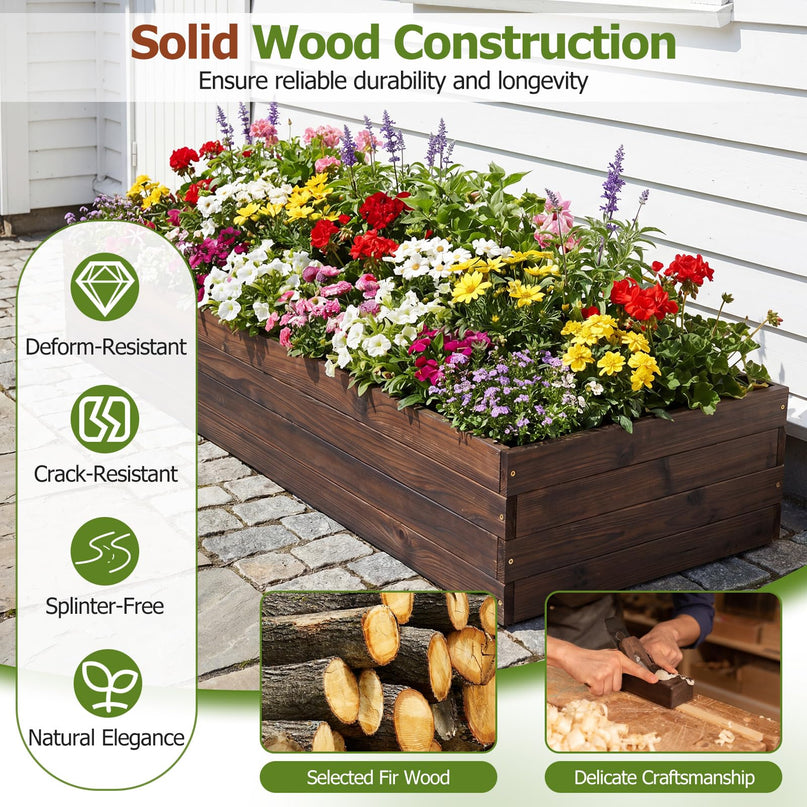 Giantex 45" x 23" Wooden Raised Garden Bed for Patio Yard Garden & Balcony