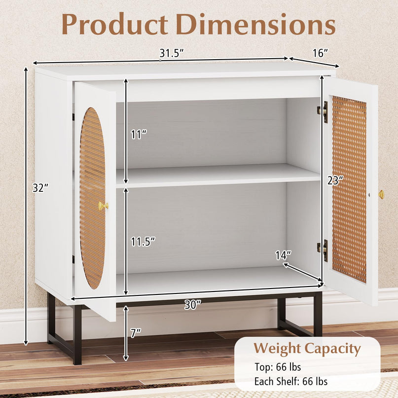 Giantex Small PE Rattan Buffet Cabinet with Storage for Kitchen
