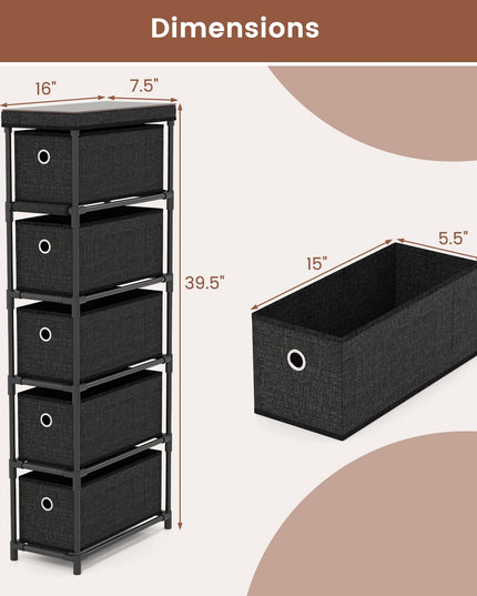 Giantex 5 Drawer Storage Cabinet with Fabric Drawers