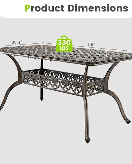 Giantex Patio Dining Table, Cast Aluminum Outdoor Table for 6 or 8 Persons, Heavy-Duty Structure