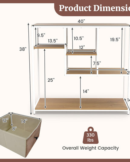 Table console étroite Giantex de 40 pouces avec étagères de rangement ouvertes et tiroir amovible
