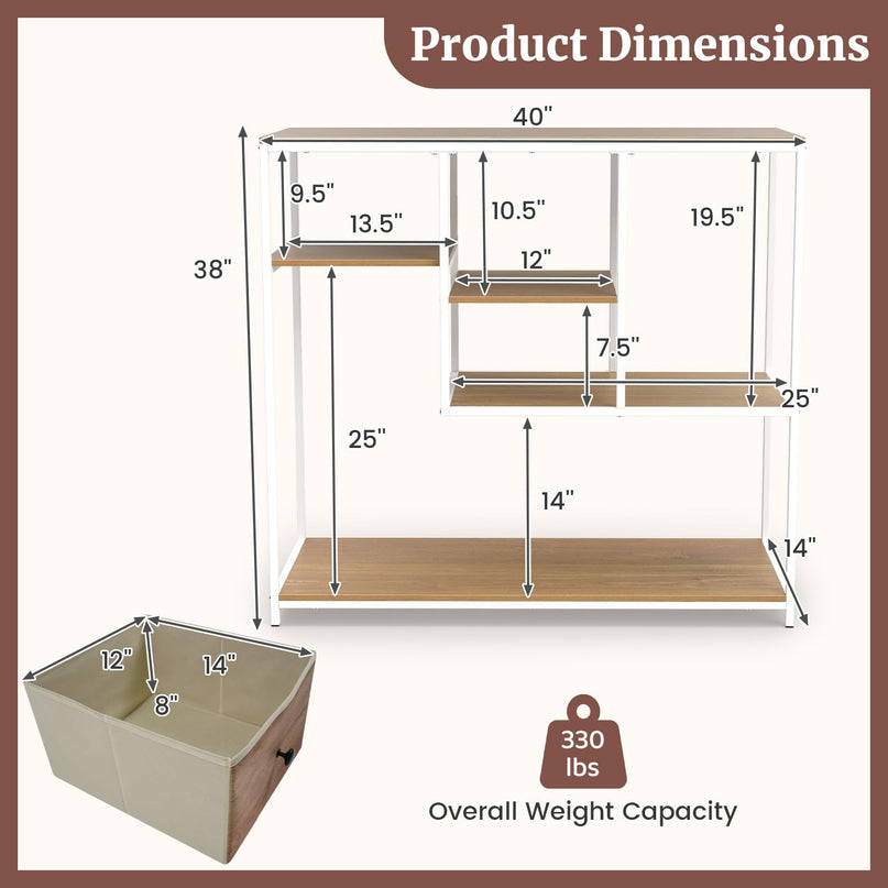 Table console étroite Giantex de 40 pouces avec étagères de rangement ouvertes et tiroir amovible