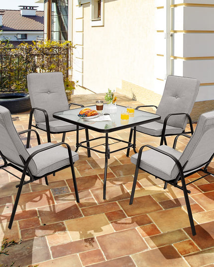 Giantex 6 Piece Outdoor Table and Chairs Set, Patio Dining Set with Umbrella
