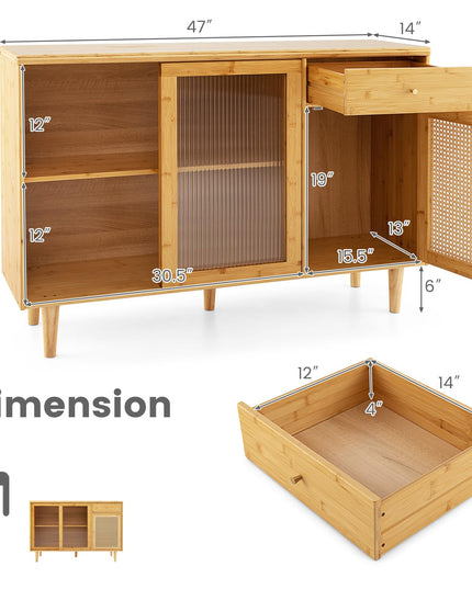 Giantex Sideboard, Bamboo Buffet Cabinet with Storage